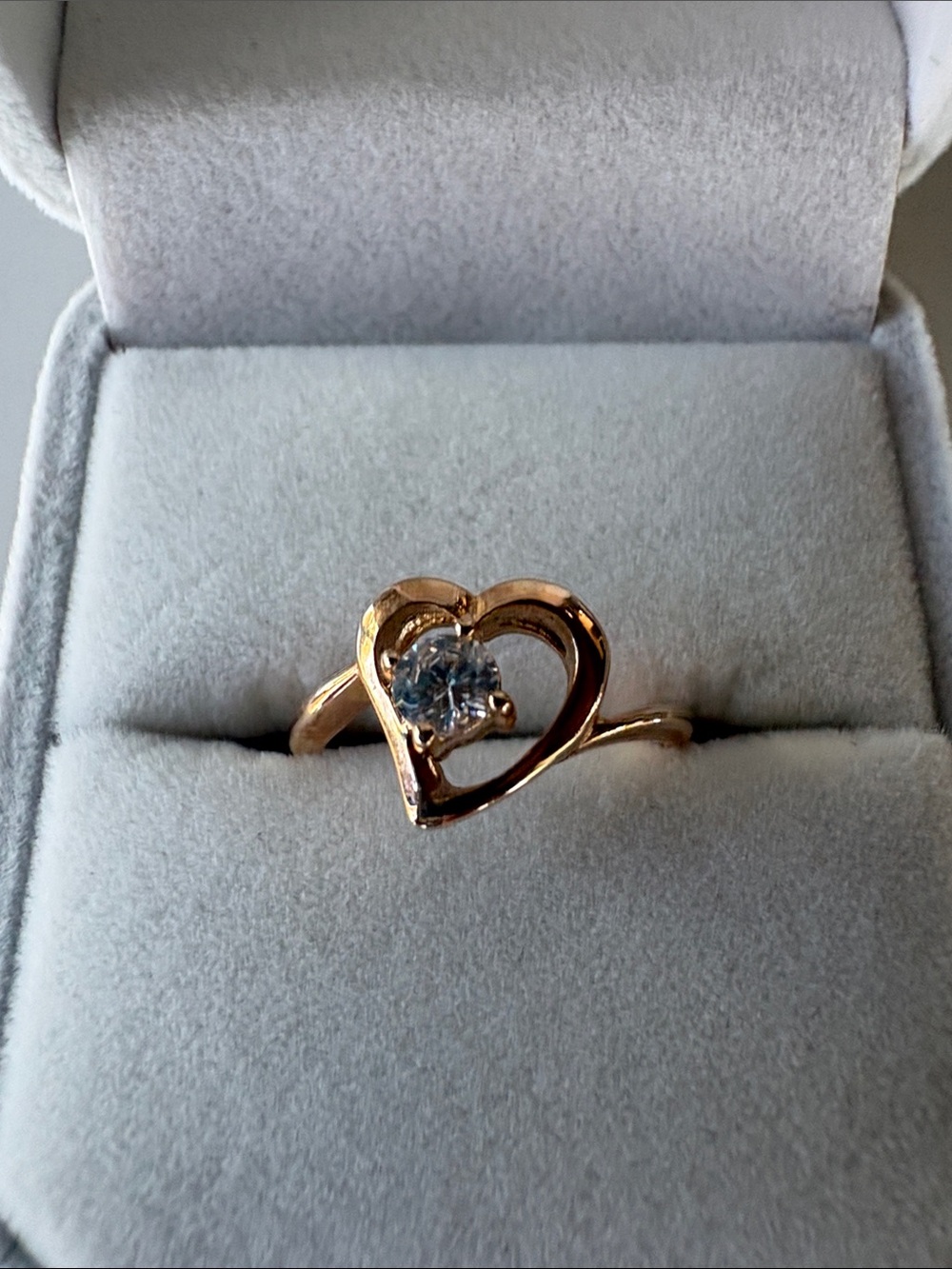 14k Yellow Gold Heart Promise Ring with Diamond